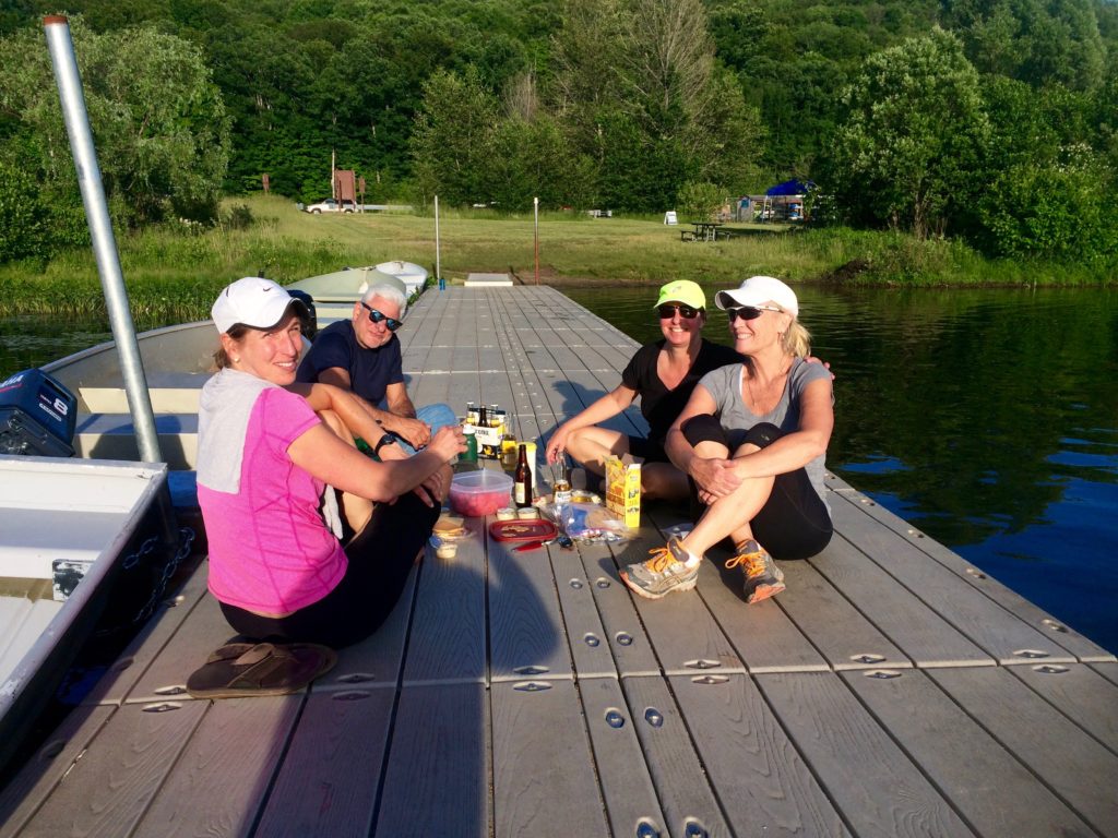 Drinks on the dock with Roberta, Dante, Sue and Terri
